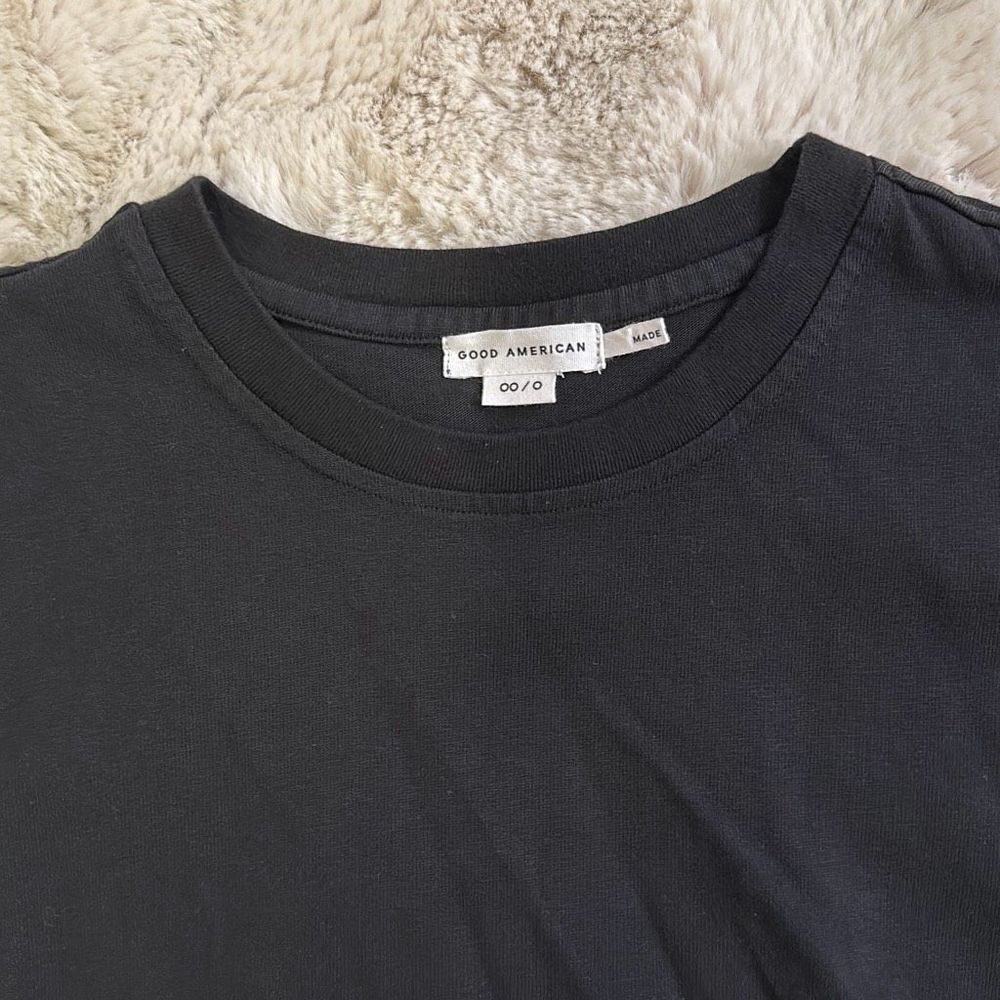 Good American Cropped Boxy Tee in Black Size 00/0 - Picture 3 of 6